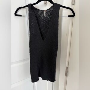 Free People Black Knit Top